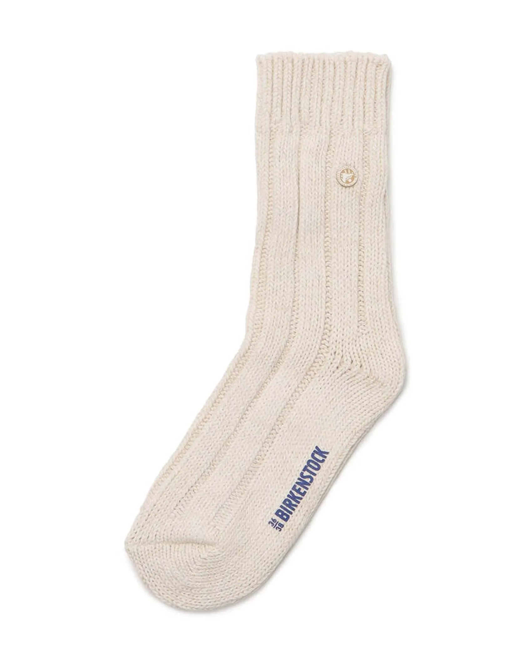 Calzettoni corti color latte in misto cotone a coste