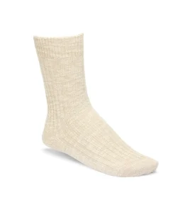 Calzettoni corti in misto cotone beige melange a coste