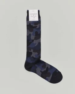 Calzino lungo blu in fantasia camouflage