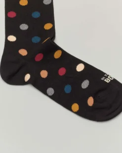 Calzino lungo nero in fantasia pois multicolor