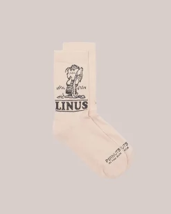 Calzino rosa cipria in cotone con grafica Linus