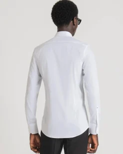 Camicia Antony Morato bianca in popeline di cotone stretch super slim-fit