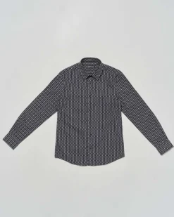 Camicia Antony Morato nera in misto viscosa e cotone con fantasia a rombi
