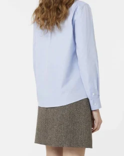 Camicia azzurra in cotone Oxford Weekend Max Mara con logo ricamato