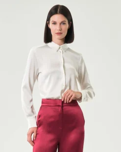 Camicia bianca Emme Marella in raso stretch con colletto classico