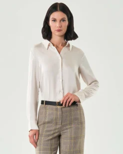 Camicia bianca Emme Marella in satin con colletto classico