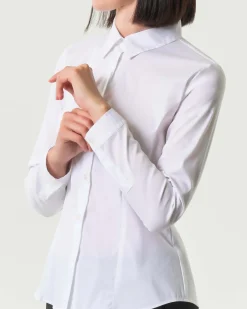 Camicia bianca Emme Marella in popeline di cotone stretch dalla linea semiaderente