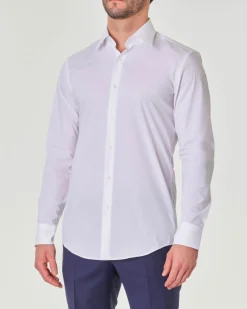 Camicia bianca Hank in popeline di cotone stretch con colletto Kent
