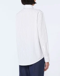 Camicia bianca in popeline di cotone MM Max Mara a righe blu