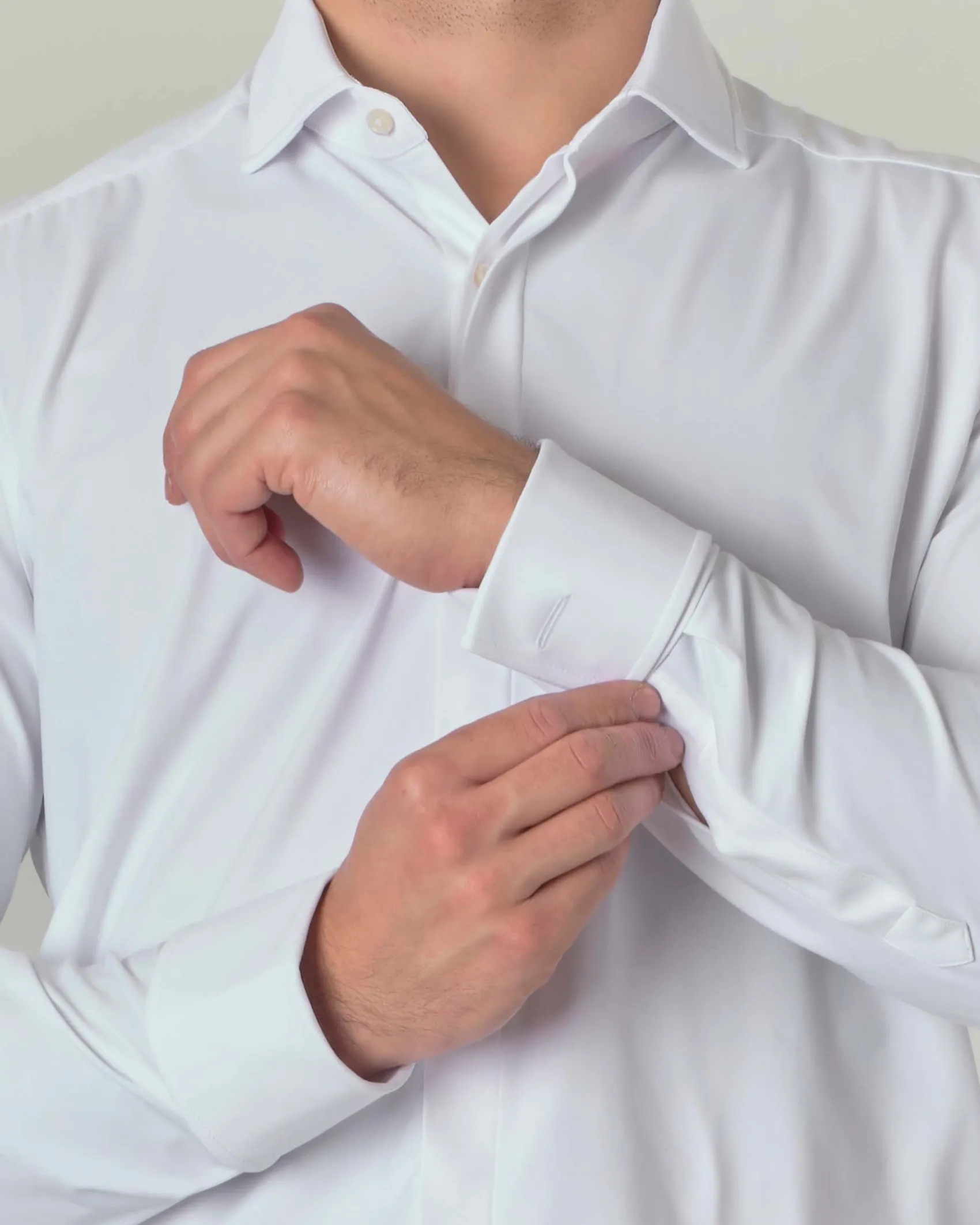 Camicia bianca Pellizzari da cerimonia con polso doppio in tessuto tecnico hyper comfort