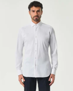 Camicia bianca tinta unita in tessuto tecnico active tailor fit