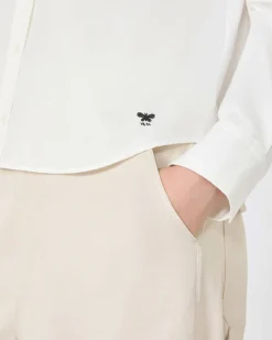 Camicia bianca Weekend Max Mara in Oxford di cotone con logo ricamato sul fondo