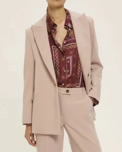 Camicia bordeaux Emme Marella in raso di viscosa a stampa foulard con bottone gioiello