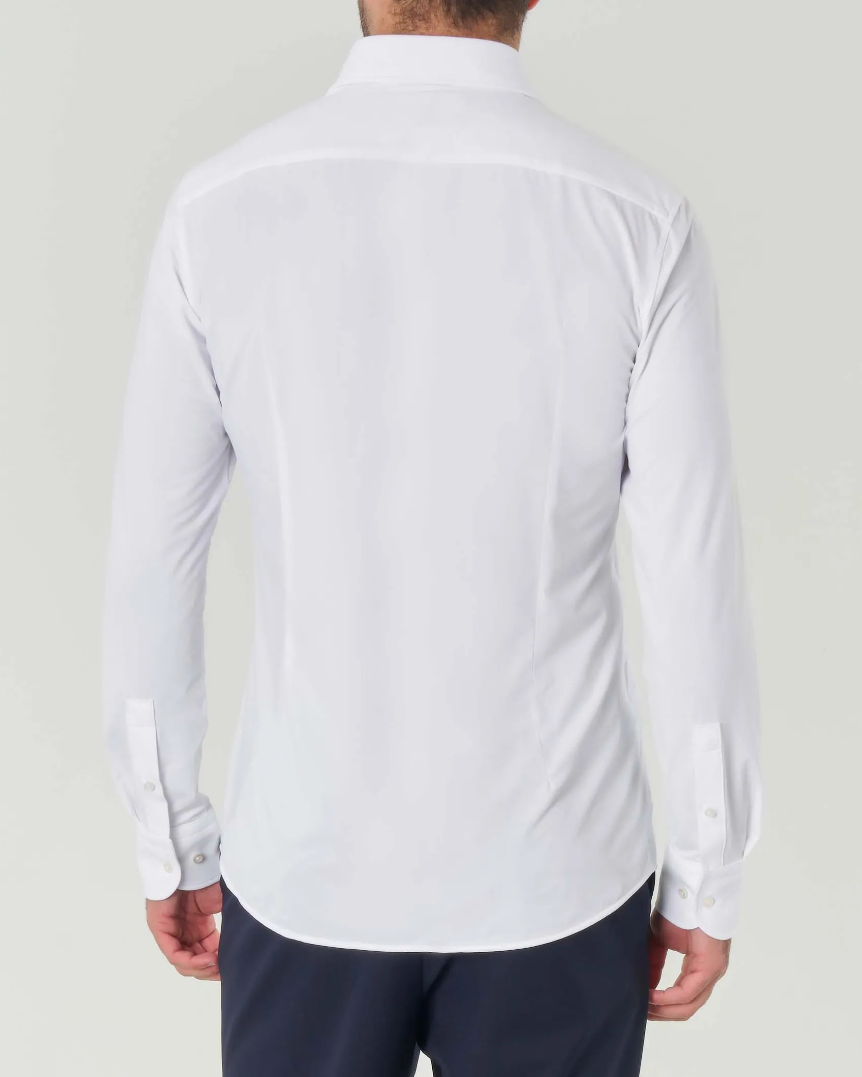 Camicia Boss bianca Hank regular-fit in tessuto tecnico armaturato a puntini con colletto Kent