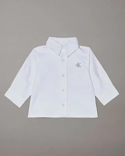 Camicia Clavin Klein bianca in Oxford di puro cotone a maniche lunghe