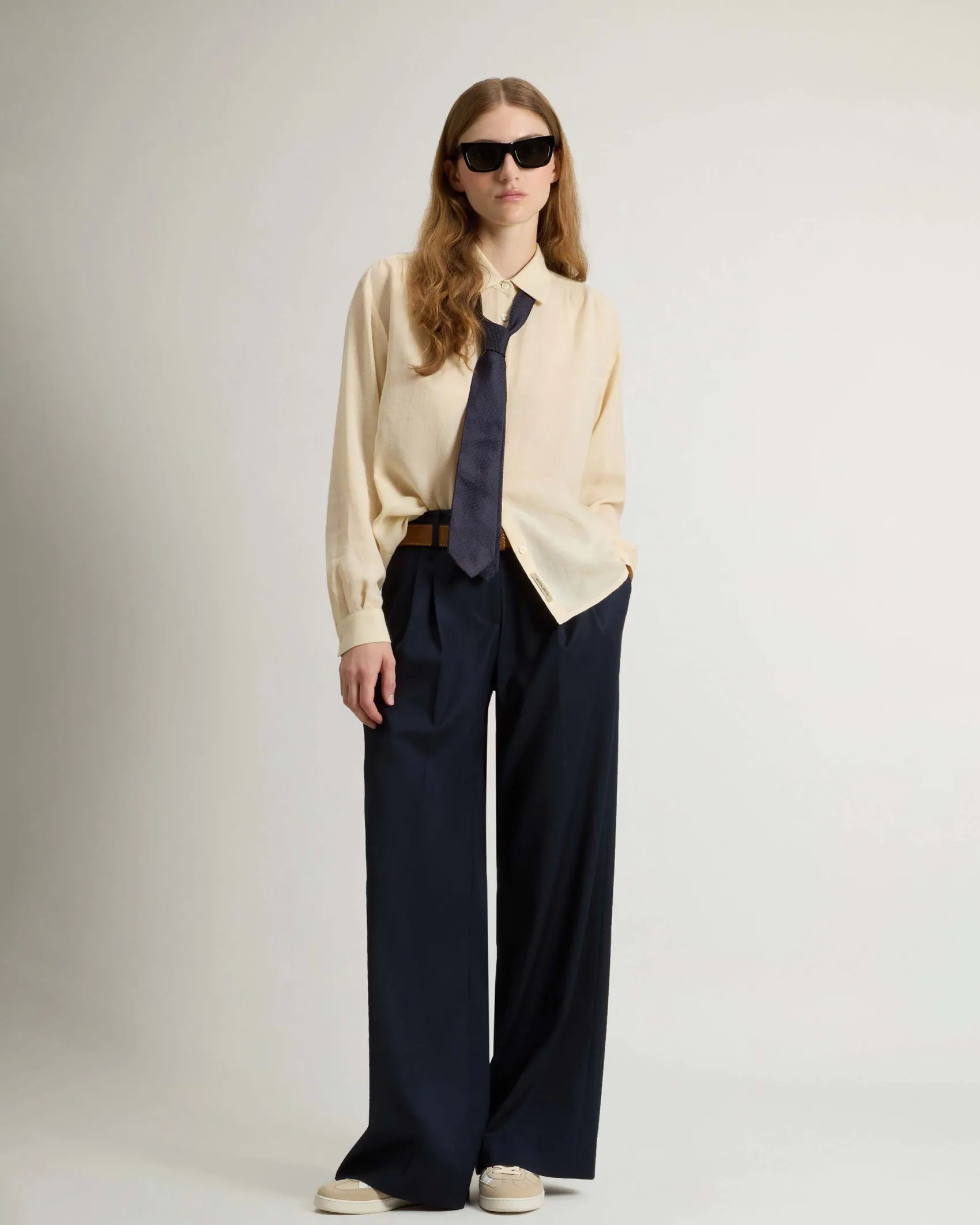 Camicia color latte Woolrich in garza di misto viscosa