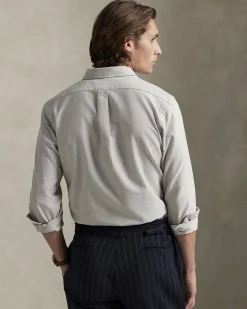 Camicia custom-fit Polo Ralph Lauren grigia in Oxford con colletto button-down e logo ricamato sul petto