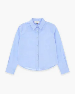 Camicia Dixie azzurra in Oxford di puro cotone a maniche lunghe