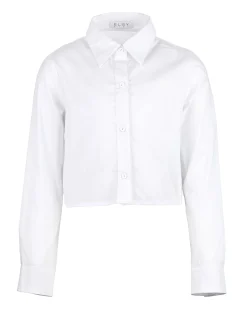 Camicia Elsy bianca cropped in popeline stretch