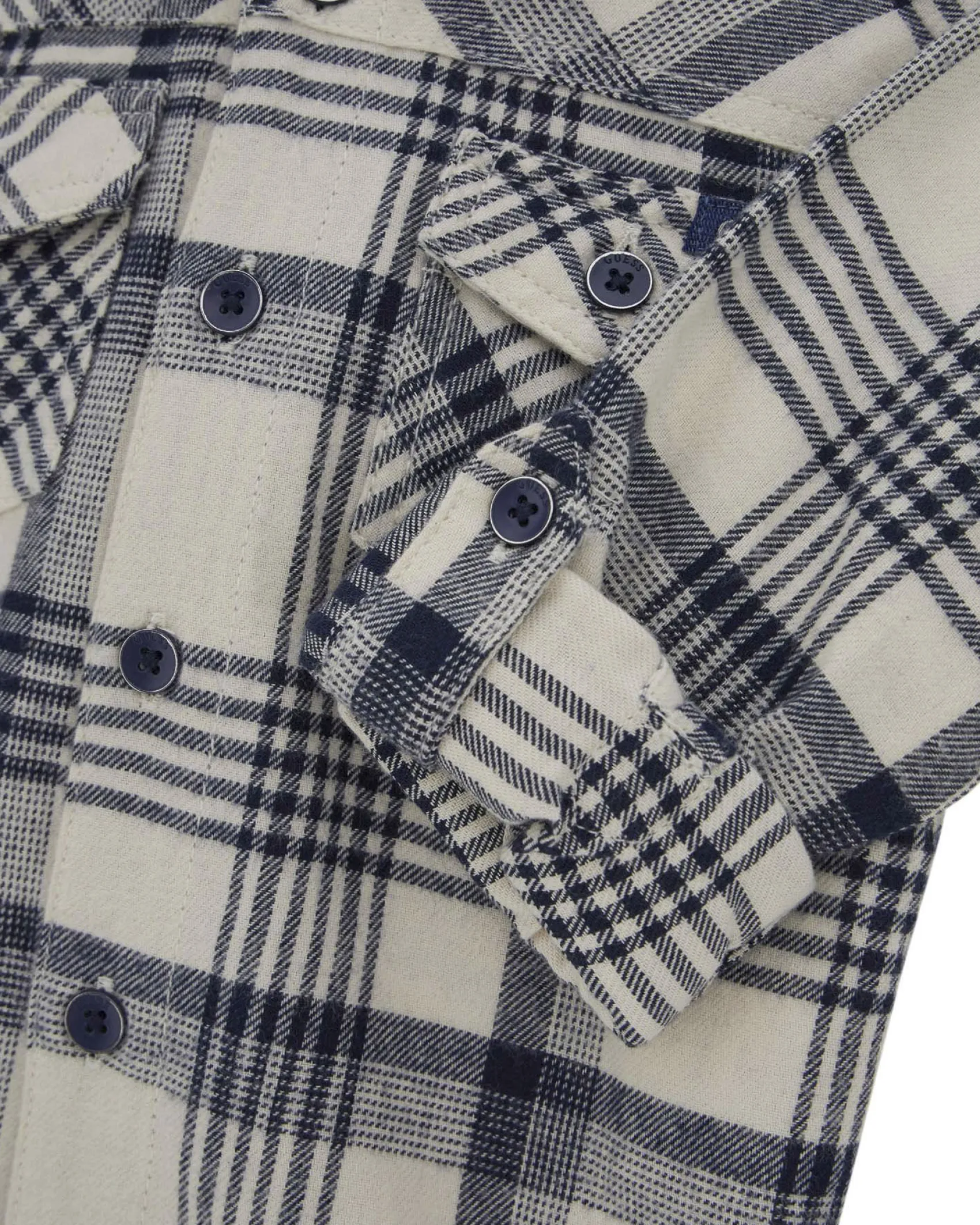 Camicia Guess in puro cotone blu e avorio con cappuccio