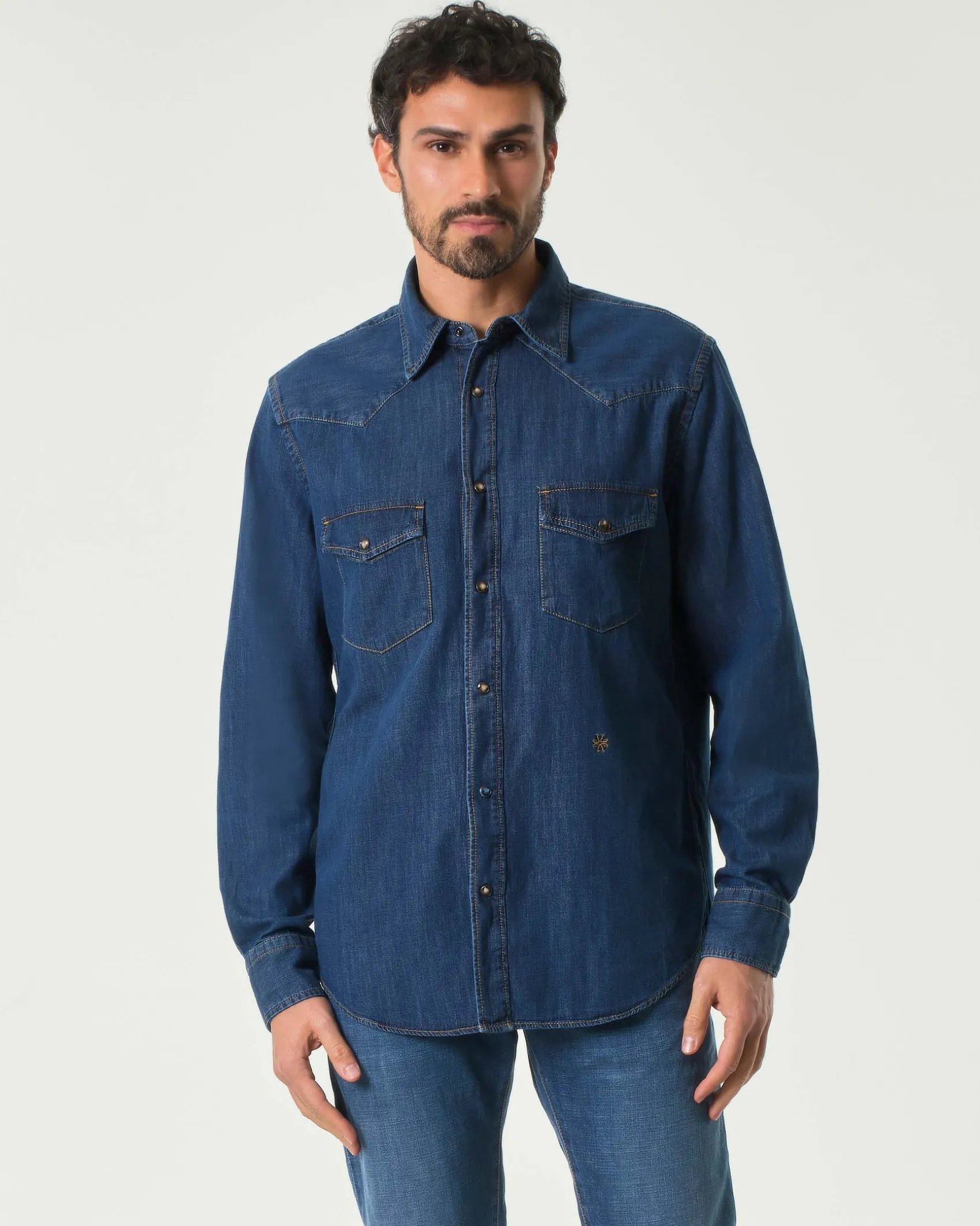 Camicia Jacob Cohen western in denim di puro cotone