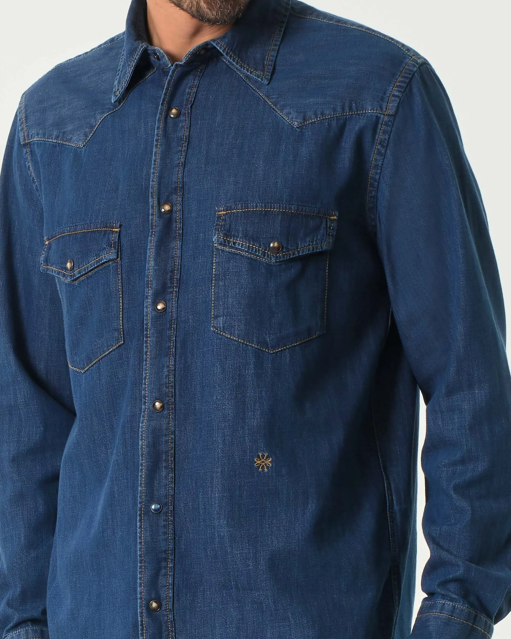 Camicia Jacob Cohen western in denim di puro cotone