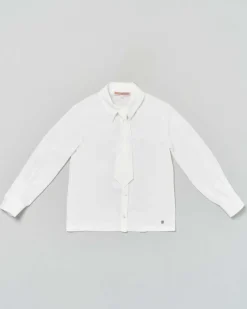 Camicia Kocca bianca in tessuto crêpe con cravatta abbinata tono su tono