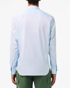 Camicia Lacoste azzurra in Oxford di puro cotone con collo button down