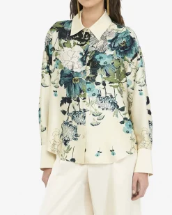 Camicia Liu Jo avorio in twill con stampa floreale
