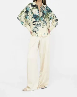 Camicia Liu Jo avorio in twill con stampa floreale