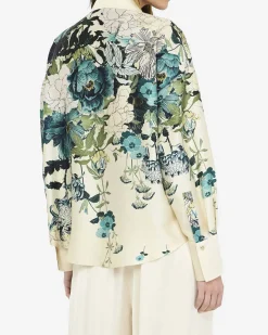 Camicia Liu Jo avorio in twill con stampa floreale