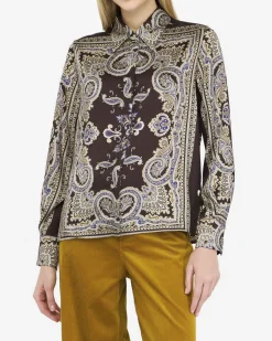 Camicia Liu Jo Jeans bordeaux in viscosa con stampa paisley