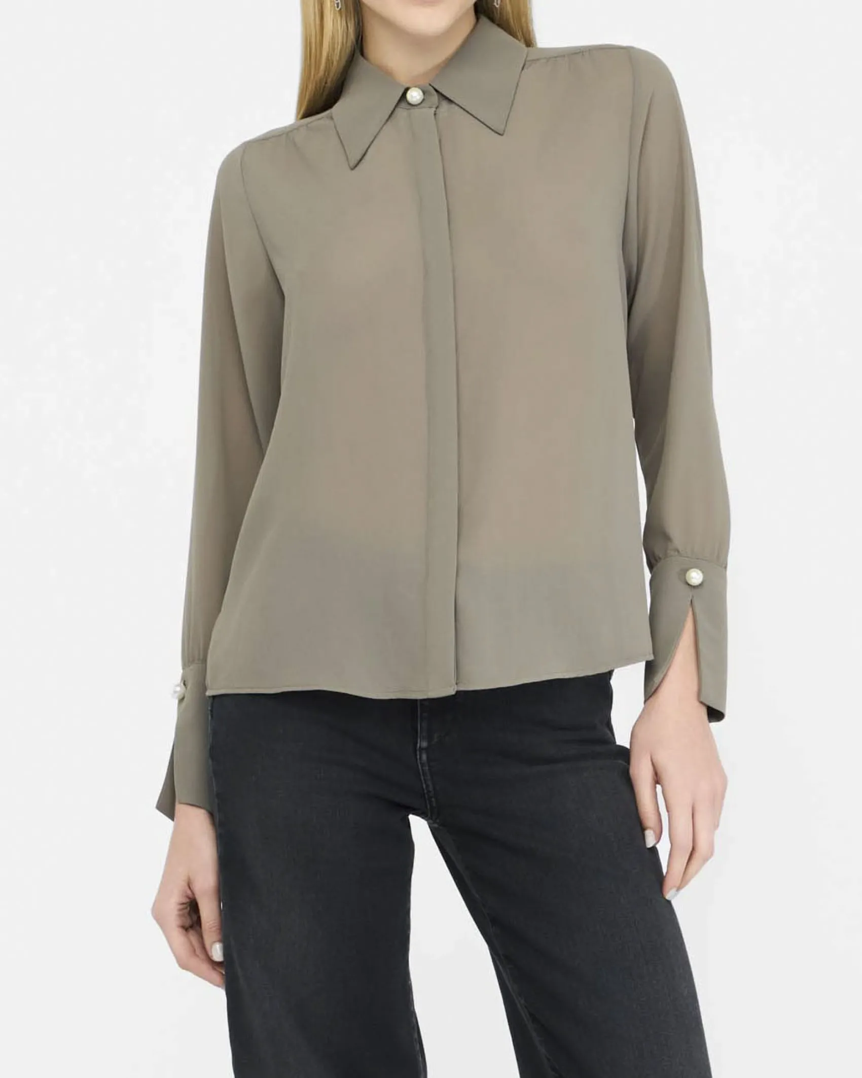 Camicia Liu Jo militare in georgette con bottone gioiello
