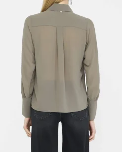 Camicia Liu Jo militare in georgette con bottone gioiello