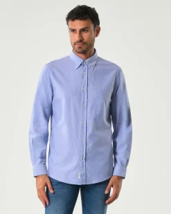 Camicia My Stuff azzurra in Oxford di puro cotone con colletto button down e taschino