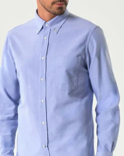 Camicia My Stuff azzurra in Oxford di puro cotone con colletto button down e taschino