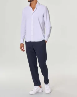 Camicia Pellizzari bianca in tessuto tecnico hyper comfort simil popeline
