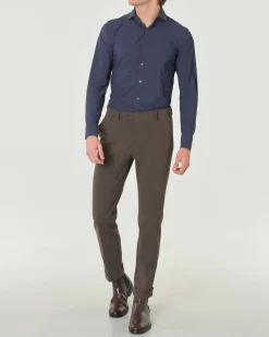 Camicia Pellizzari blu notte slim-fit in tessuto tecnico con micro-fantasia