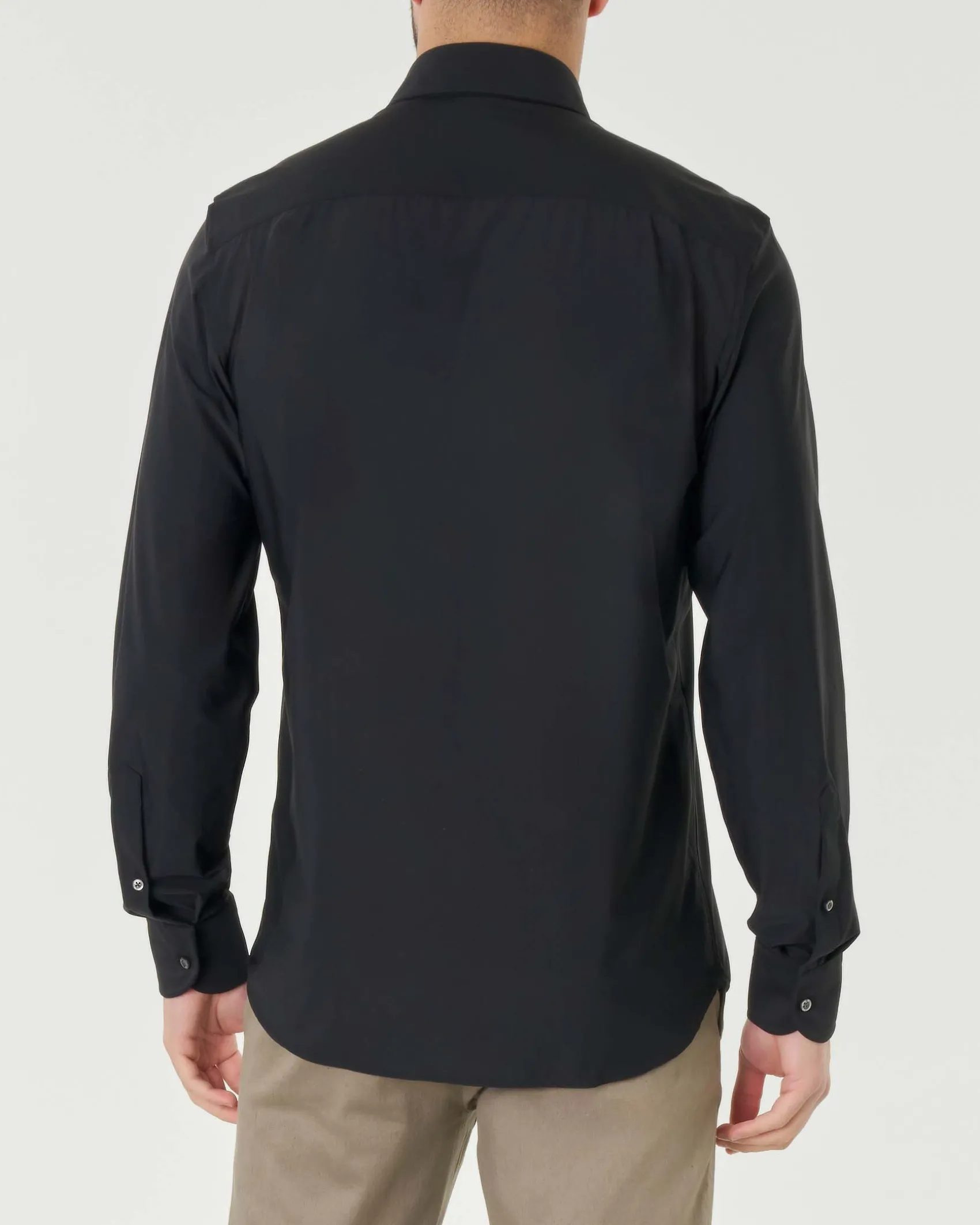 Camicia Pellizzari nera in tessuto tecnico hyper comfort simil popeline