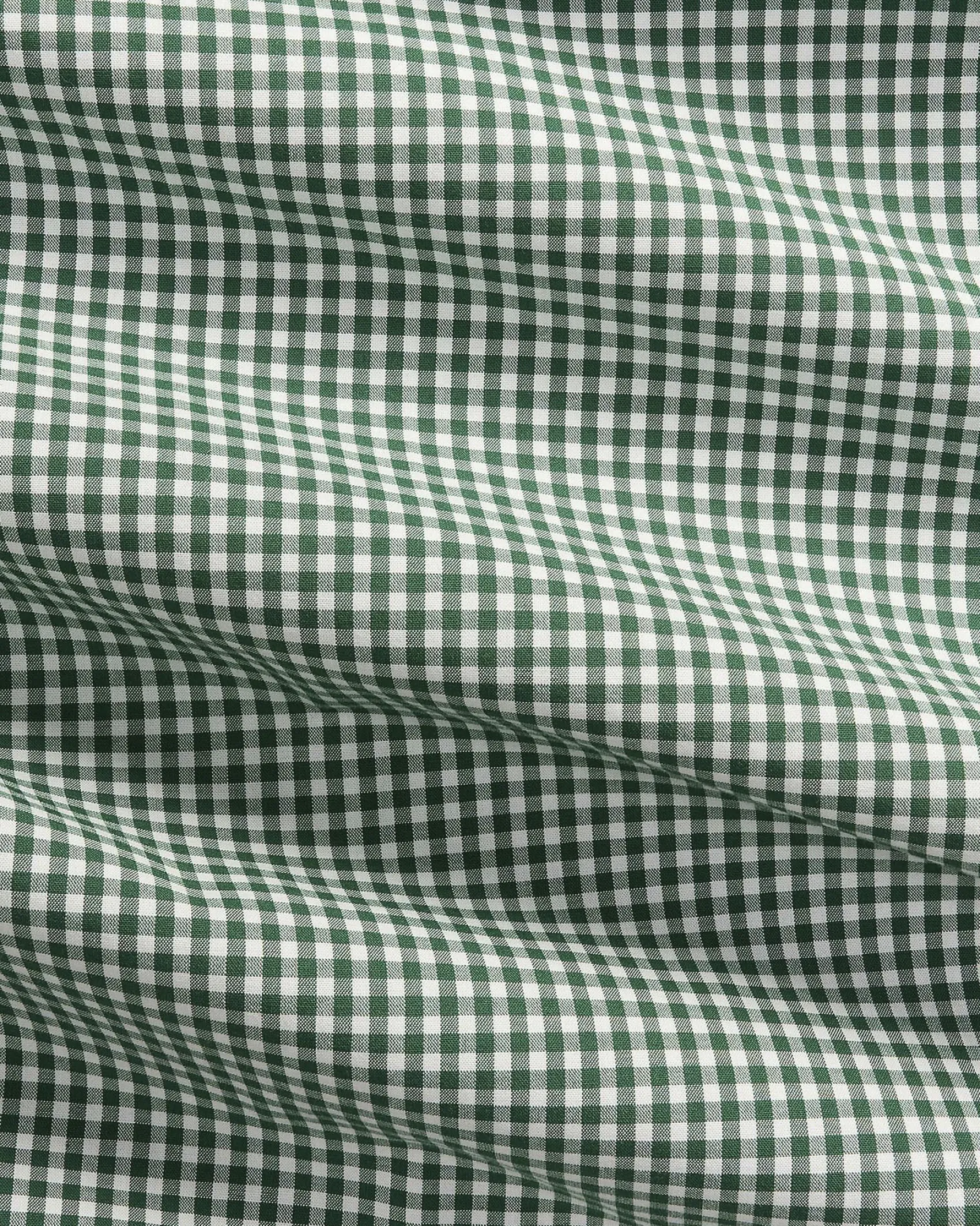 Camicia Polo Ralph Lauren custom-fit in popeline di cotone stretch a fantasia vichy bianco e verde con colletto button-down