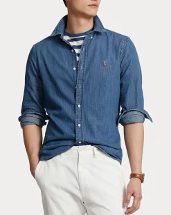 Camicia Polo Ralph Lauren in denim slim-fit con collo button down