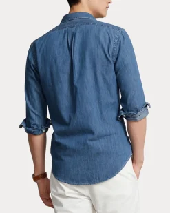 Camicia Polo Ralph Lauren in denim slim-fit con collo button down