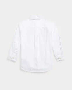 Camicia Polo Ralph Lauren bianca Oxford in cotone con logo pony blu