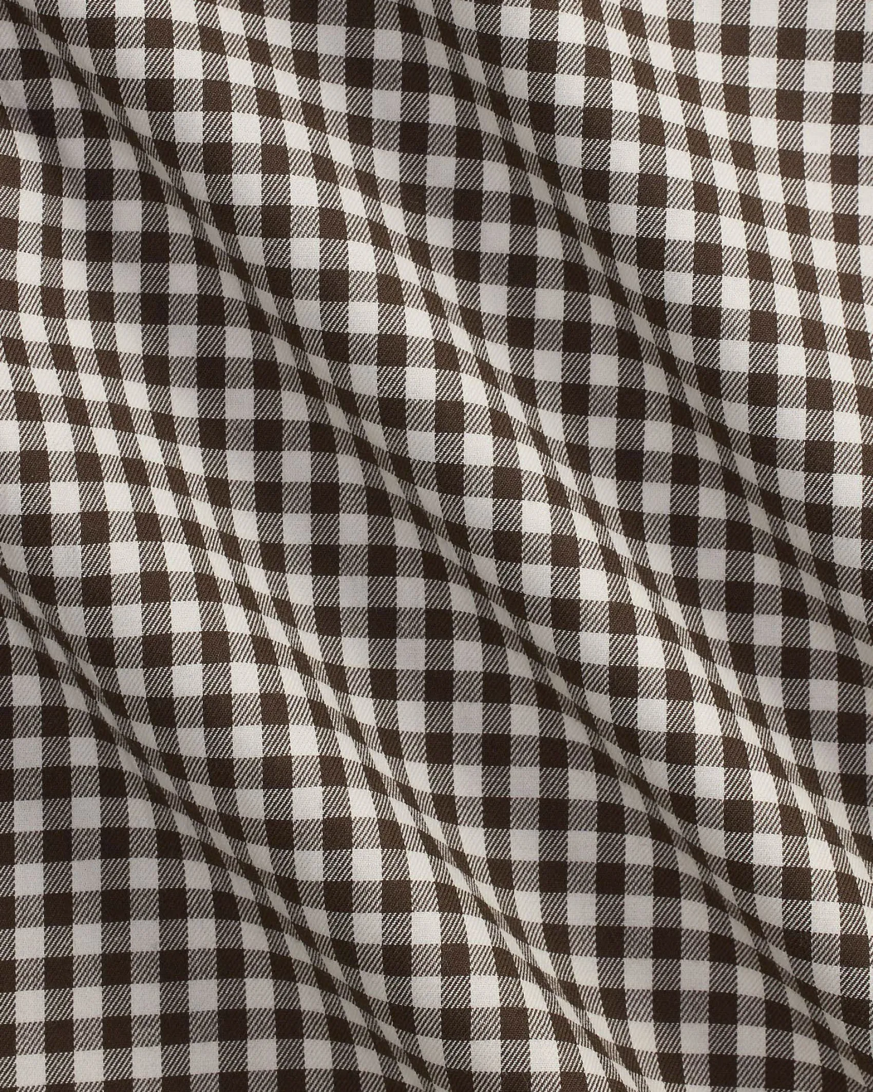 Camicia Polo Ralph Lauren custom-fit in cotone stretch a fantasia vichy bianca e marrone con colletto button-down
