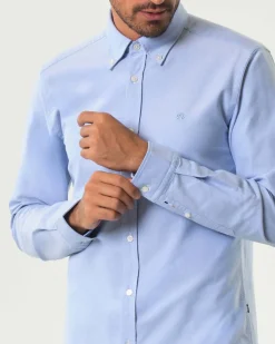 Camicia Roan Boss azzurra in puro Oxford di cotone con colletto button-down