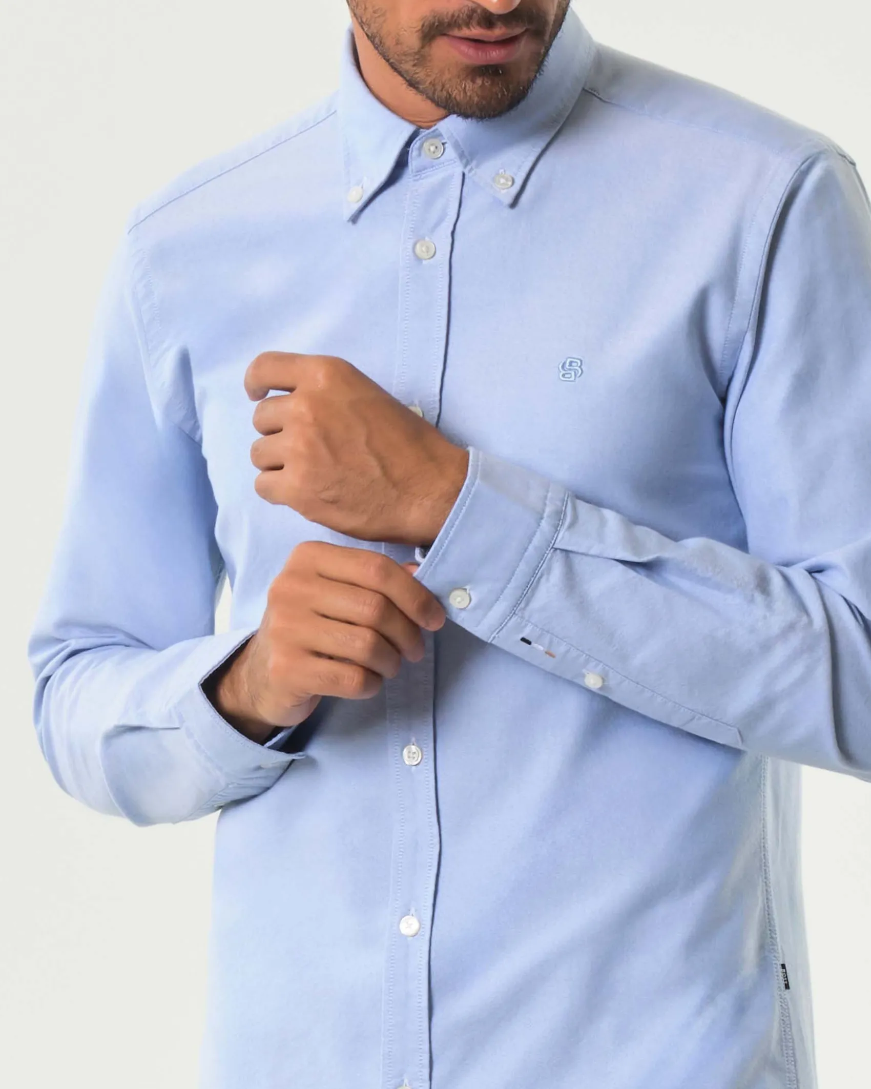 Camicia Roan Boss azzurra in puro Oxford di cotone con colletto button-down