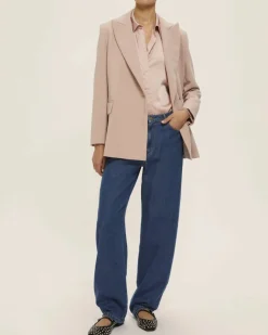 Camicia rosa cipria Emme Marella in raso con strass applicati sul davanti