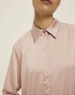 Camicia rosa cipria Emme Marella in raso con strass applicati sul davanti
