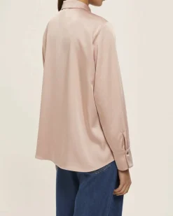 Camicia rosa cipria Emme Marella in raso con strass applicati sul davanti