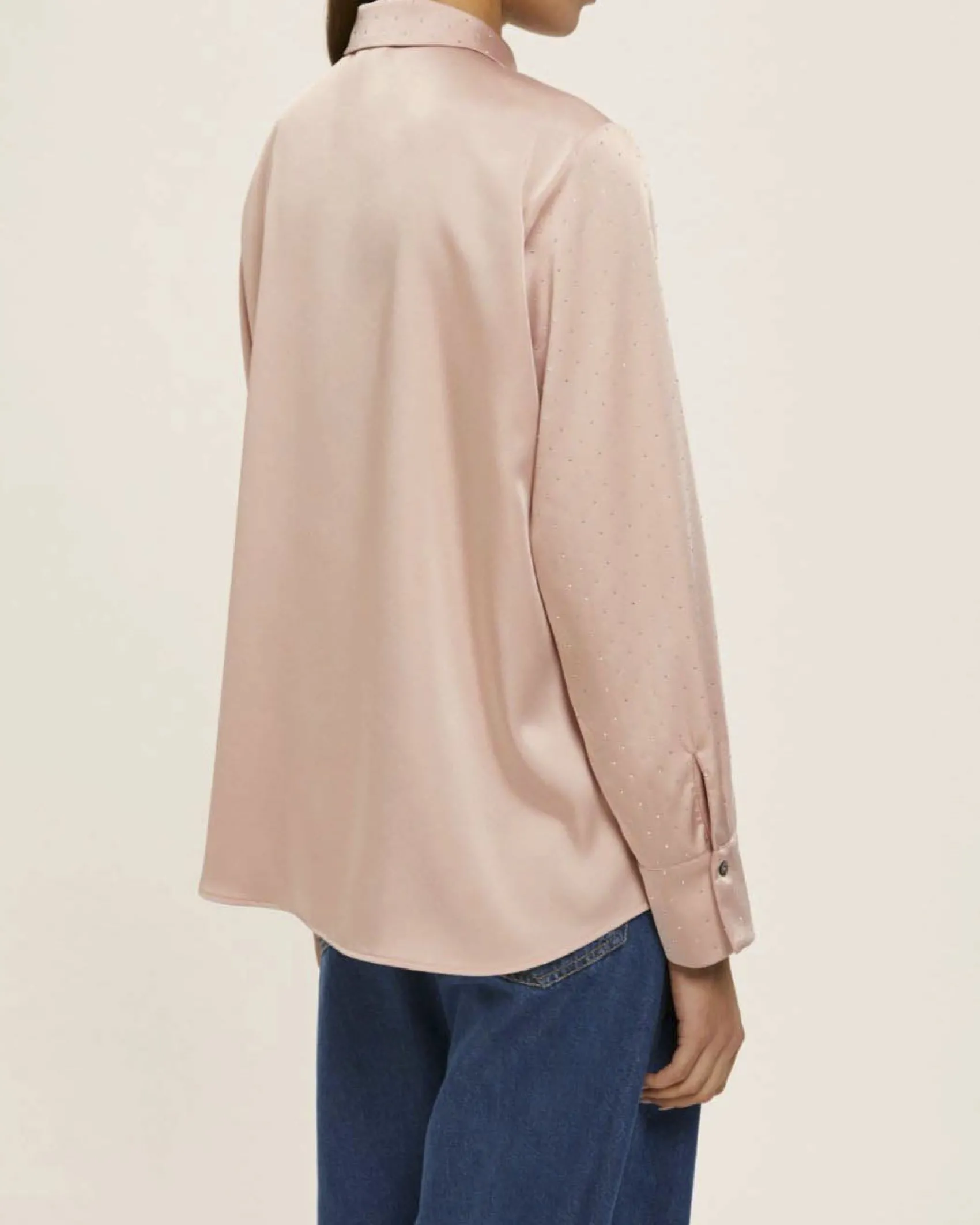 Camicia rosa cipria Emme Marella in raso con strass applicati sul davanti